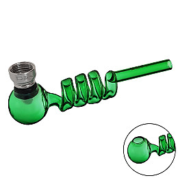 Трубка курительная стеклянная с охлаждением DK Спираль DK-8569A Green (15673-hbr)