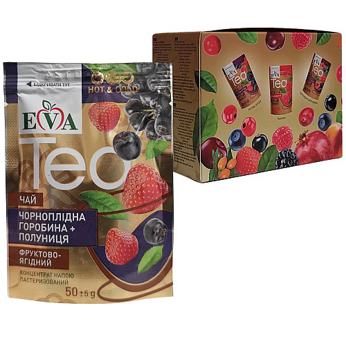 Джем чай Eva Фруктово-Ягодный Черноплодная Рябина + Клубника 12 шт