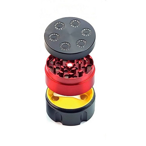 Гриндер для измельчения табака Барабан револьвера ASHTRAY DK-5029-B3 Black Red (15714-hbr)