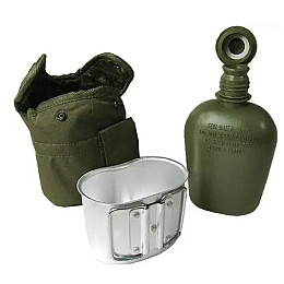 Фляга армейская с подстаканником и чехлом Mil-Tec 0,946 л Оливковый (14506001)