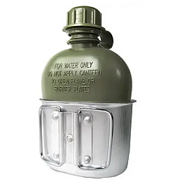 Фляга армейская с подстаканником и чехлом Mil-Tec 0,946 л Оливковый (14506001)