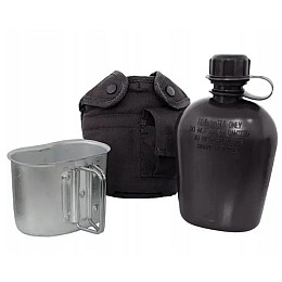 Фляга армейская с подстаканником и чехлом Mil-Tec 0.946 л Черный 14506002