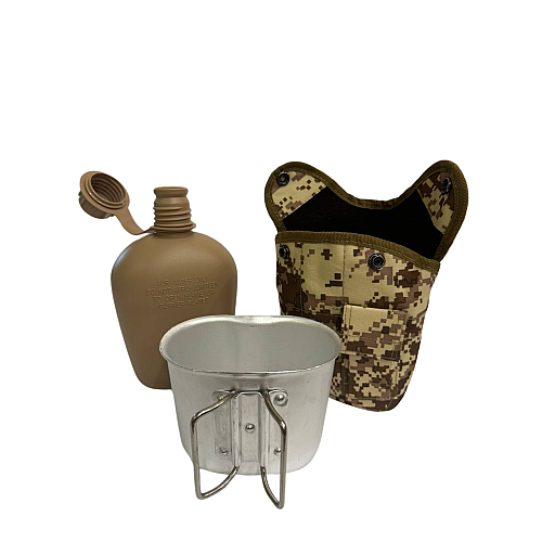 Фляга с чашкой и чехлом Solve NATO 1 л Коричневый пиксель KT6004036