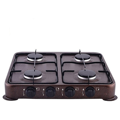 Настольная газовая плита Domotec MS 6604 на 4 конфорки Коричневая (006755)