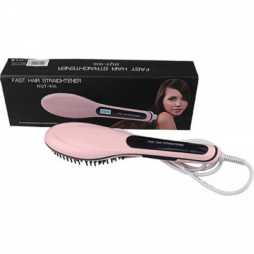Електрична гребінець-випрямляч Fast Hair Streightener HQT-906 Original Рожевий