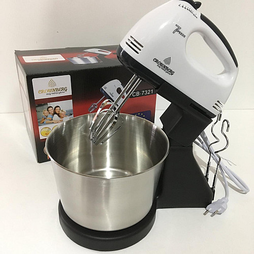 Миксер Crownberg Cb 7321 з Металевою Чашею 300Вт 7 Швидкостей