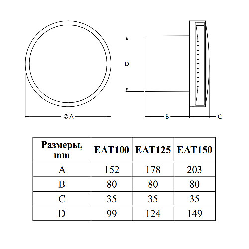 Витяжний вентилятор Europlast E-extra EAT100S (74926)