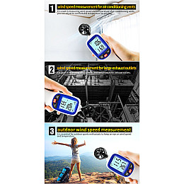 Анемометр крыльчатый Bluetooth 0,3-30 м/с, -10-45°C WINTACT WT82B