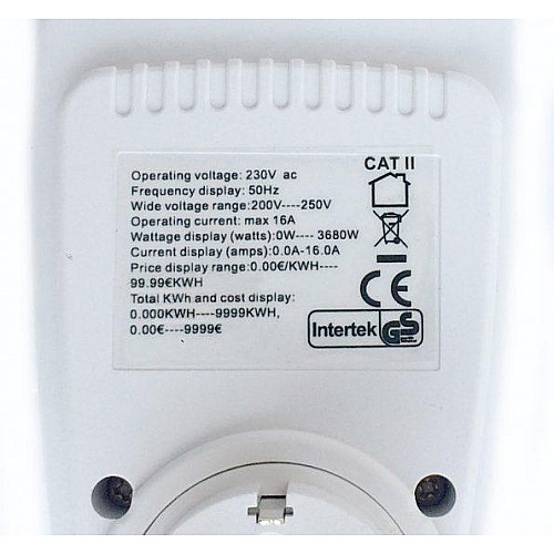 Энергометр ваттметр вольтметр амперметр розетка Intertek Cat 2 3680W