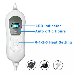 Электроодеяло односпальное ANNEK UB103B SS01A 150 x 80 см с автоматическим отключением 3 терморежима