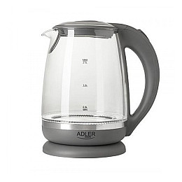 Чайник скляний електричний 2 л Adler AD 1286 сірий