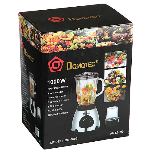 Блендер стаціонарний Domotec MS-6609 з чашею 1000W 1.5L Silver (3_00633)