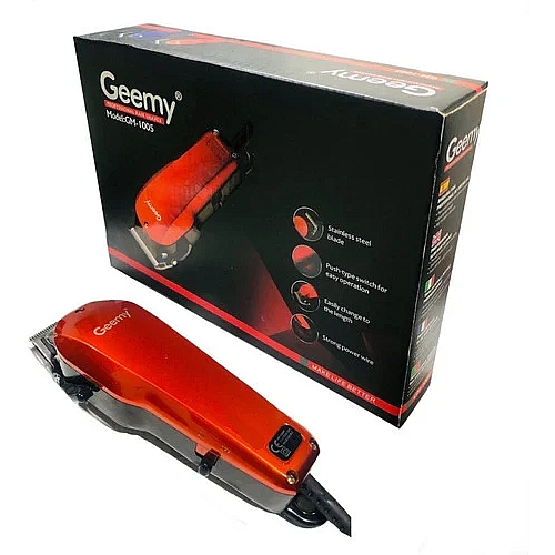 Машинка для стрижки волос Geemy GM-1005 від мережі 220В 15W Червона (3_02155)