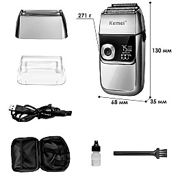 Електрична чоловіча бритва Kemei KM-2028 Срібляста (10600-57113)