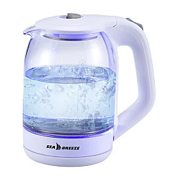 Электрочайник стеклянный 1.8 л SeaBreeze SB-015 White