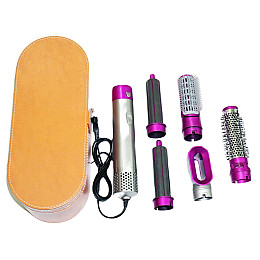 Мультистайлер для волос RIAS Hot Air Styler 5в1 в кейсі 1000W Сірий/Рожевий (3_02740)