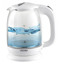Чайник электрический стеклянный 1.7 л Mesko MS 1302w White