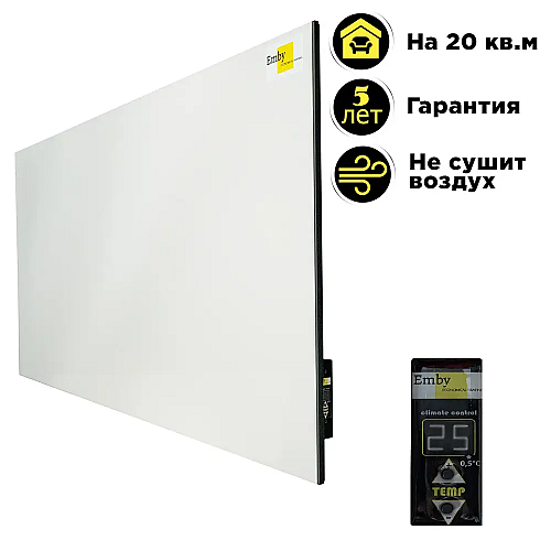 Обогреватель керамический Emby CHT-1000 с терморегулятором на 20 кв.м Белый