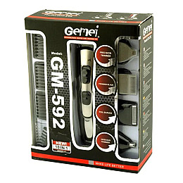 Триммер Для Стрижки Gemei Gm-592 10 В 1 Машинка Для Волос Бороди Уусів Сірий