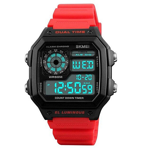 Часи наручні чоловічі Skmei 1299 Red 1299RD (12337-hbr)