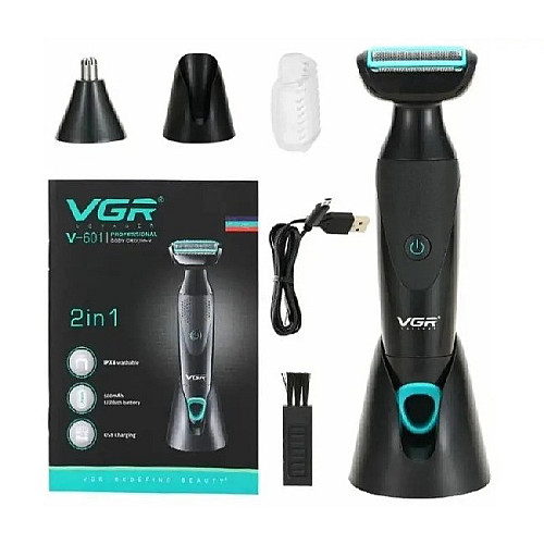 Электробритва с триммером для носа и ушей 2в1 VGR V-601 7462 Black