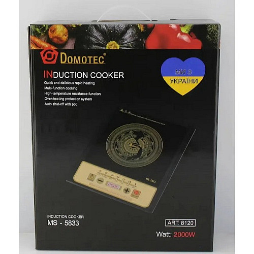 Плита індукційна настільна Domotec MS-5833 2000W Чорна