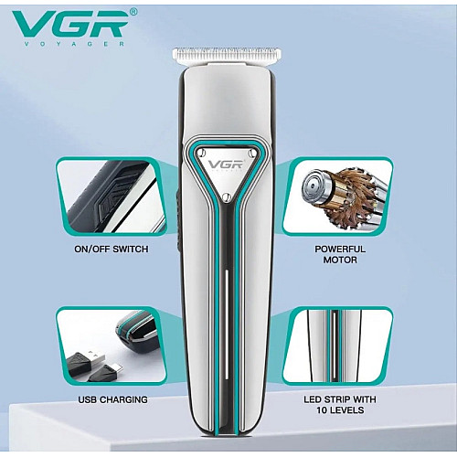Беспроводная машинка для стрижки волос и бороды с насадками VGR V-008