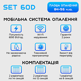 Умна мобільна система опалення електрична ELECTRO SET 60D WI-FI 6510 Вт
