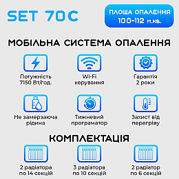 Умна мобільна система опалення електрична ELECTRO SET 70С WI-FI 7150 Вт