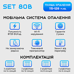 Умна мобільна система опалення електрична ELECTRO SET 80B WI-FI 8720 Вт