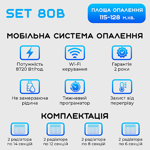 Умная мобильная система отопления электрическая ELECTRO SET 80B WI-FI 8720 Вт