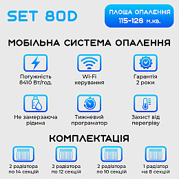 Умна мобільна система опалення електрична ELECTRO SET 80D WI-FI 8410 Вт