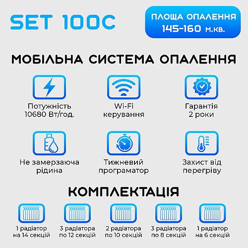 Умна мобільна система опалення електрична ELECTRO SET 100С WI-FI 10680 Вт