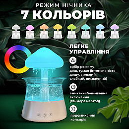 Увлажнювач повітря аромадифузор нічник SBT group 450 мл з LED-підсвіткою на 7 кольорів таймером і функцією дощу