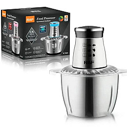 Потужний кухонний подрібнювач чоппер з металевою чашею RAF R.7030 1000 Вт 3 л Чорний