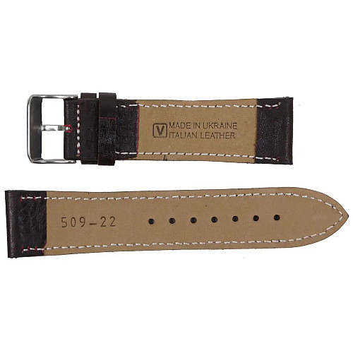 Ремешок для годинників Mykhail Ikhtyar шкіряний 22 мм Темно-коричневий (S509-22S dark brown)