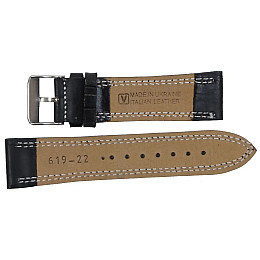 Ремешок для часов из кожи Mykhail Ikhtyar 22 мм Черный (S619-22S black)