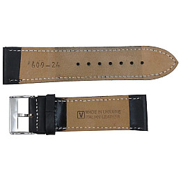 Ремешок для часов из кожи Mykhail Ikhtyar 24 мм Черный (S609-24S black)