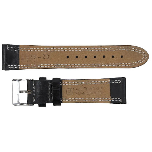 Ремешок для часов из кожи Mykhail Ikhtyar 20 мм Черный (S529-20S black)