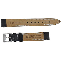 Ремешок для часов из кожи Mykhail Ikhtyar 16 мм Черный (S606-16S Black)