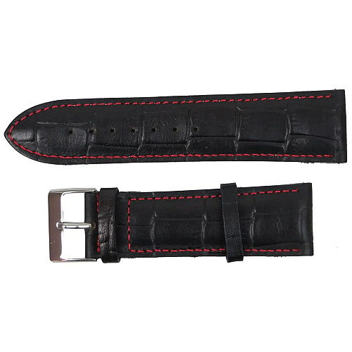 Ремешок для годинників Mykhail Ikhtyar з шкіри 24 мм Чорний (S607-24-1S black)