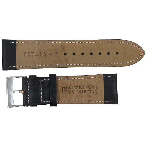 Ремешок для годинників Mykhail Ikhtyar з шкіри 24 мм Чорний (S607-24-1S black)