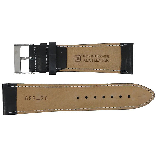 Ремешок для годинників Mykhail Ikhtyar з шкіри 26 мм Чорний (S688-26S black)