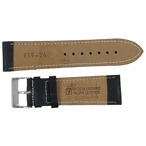 Ремешок для годинників Mykhail Ikhtyar з шкіри 24 мм Чорний (S659-24S black)