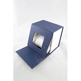 Подарочна коробка для годинників з подушечкою Україна ТД Синьо-біла 90х85х60 мм