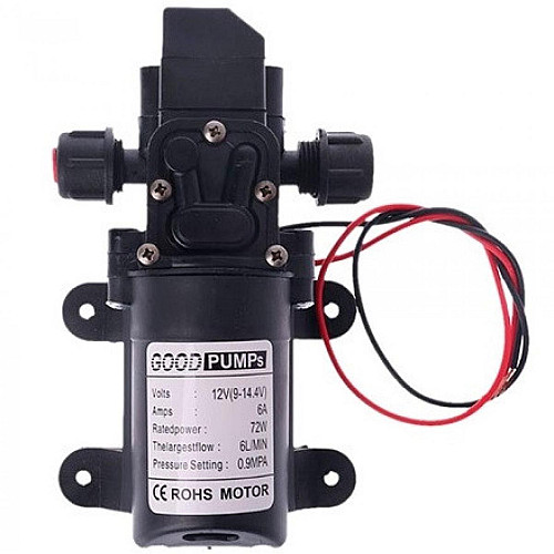 Насос водяний мембранний Good Pumps 12В 72Вт 130psi високого тиску Black