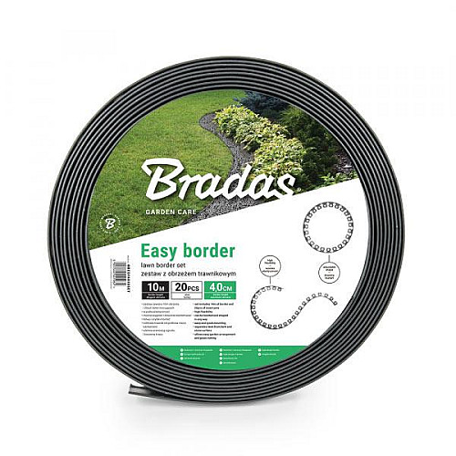 Бордюр газонный 40мм х 10м с комплектом кольев EASY BORDER графит