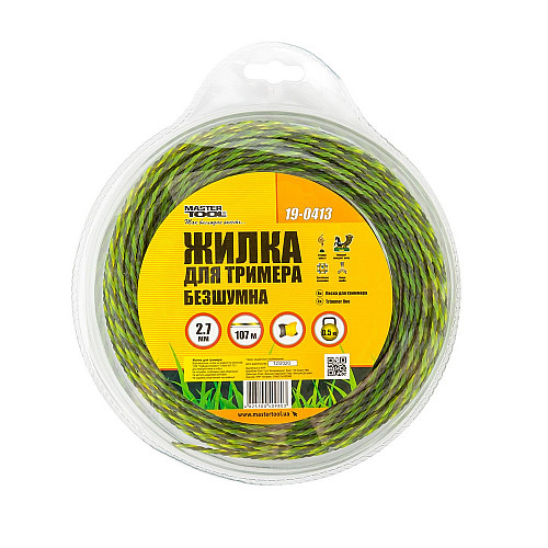 Леска для триммера бесшумная SPIRAL SQUARE 2.70 мм 107 м (блистер) двухцветная MASTERTOOL