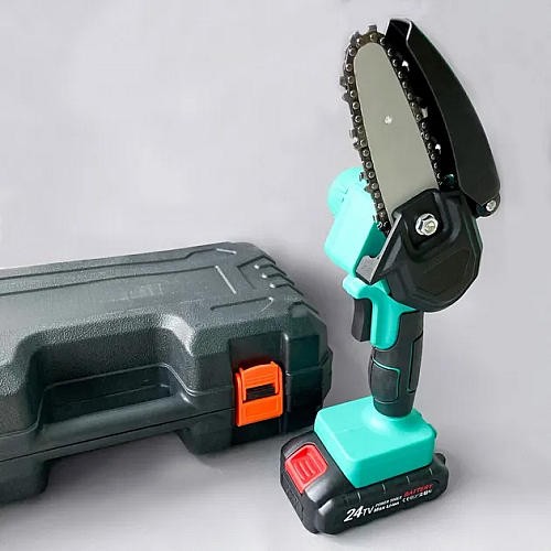 Цепная пила аккумуляторная OPT-TOP 24V-К-1 мини 2000 mAh Li-ion в пластиковом чемодане Синяя (1894330611)