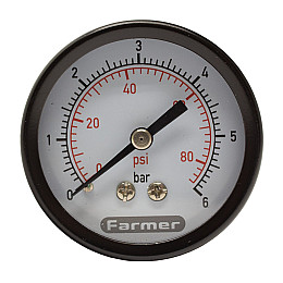Манометр для тиску води Farmer на 6 бар з заднім підключенням 1/4" корпус D50 мм.